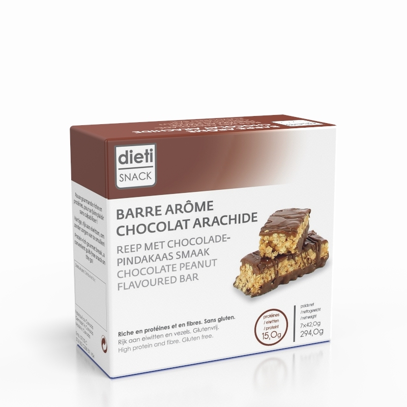 DIETISNACK - Reep met chocolade pinda smaak (7 stuks)