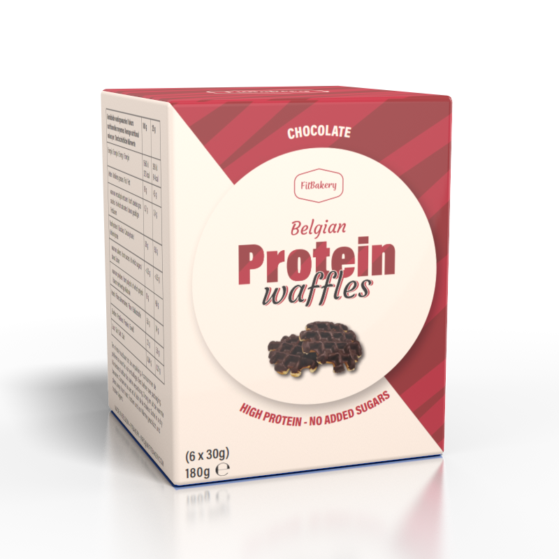box chocolade transp Fitbakery Belgian chocolate proteinwaffles - Afbeelding 1