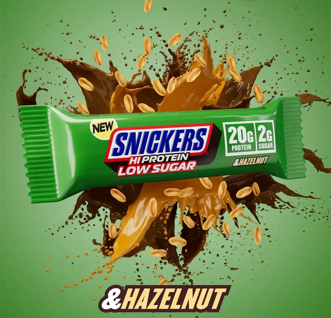 Snickers low sugar hazelnut Snickers Hi Protein Low Sugar & Hazelnut 57g - Afbeelding 1
